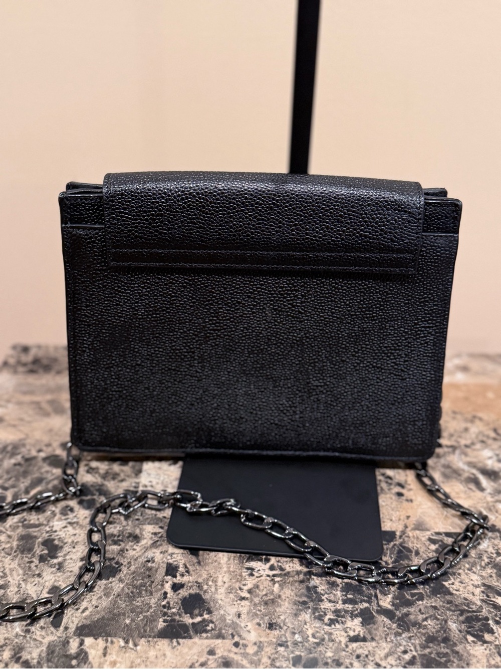 Henri Bendel Black Pebbled Leather Studded Crossbody / Clutch - Picture 5 of 11